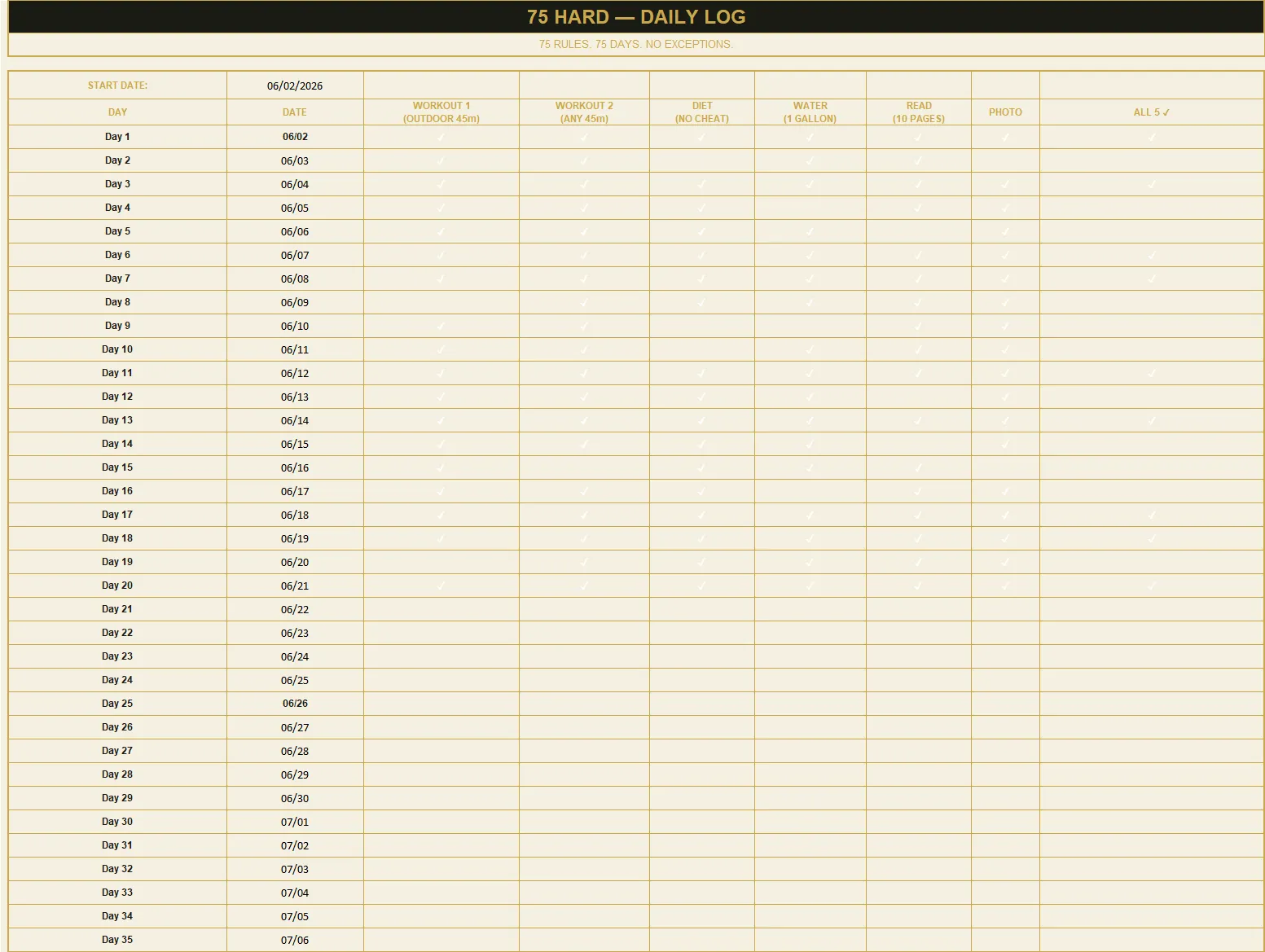 75 Hard Challenge Tracker preview