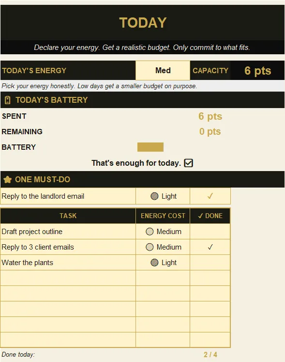 Energy-Based Productivity Planner preview