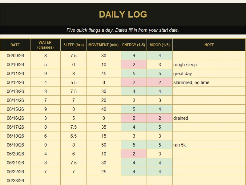 Daily Wellness Tracker preview